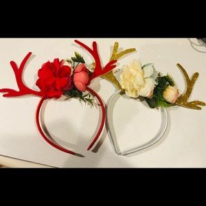 RED or IVORY Christmas ANTLERS or FLOWERED UNICORN HORN HALLOWEEN COSTUME